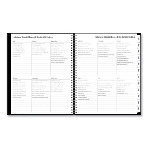 Teacher's Solid Black Weekly/monthly Lesson Planner, 9 Classes, 11 X 8.5 Sheets, 12-month (july To June), 2025 To 2026