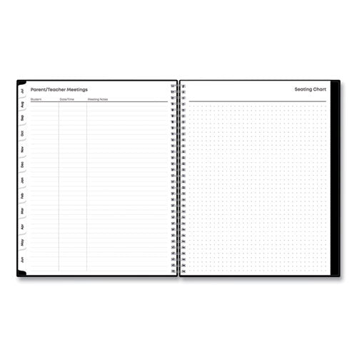 Teacher's Solid Black Weekly/monthly Lesson Planner, 9 Classes, 11 X 8.5 Sheets, 12-month (july To June), 2025 To 2026