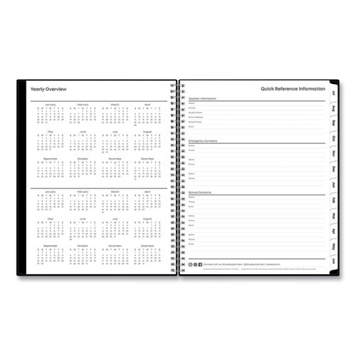 Teacher's Solid Black Weekly/monthly Lesson Planner, 9 Classes, 11 X 8.5 Sheets, 12-month (july To June), 2025 To 2026
