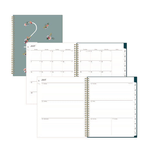 Greta Academic Year Weekly/monthly Planner, Floral Artwork, 11.5 X 8, Green Cover, 12-month (july-june): 2025 To 2026