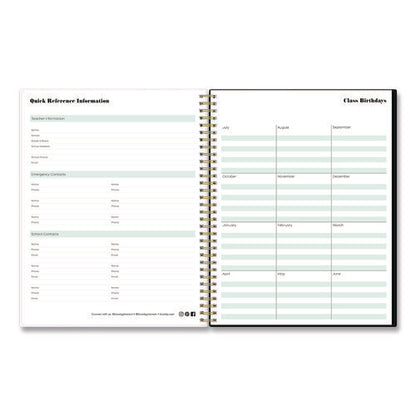 Dark Gray Gale Weekly/monthly Lesson Planner, 9 Classes, Tropical Artwork, Gray/mint Cover, 11 X 8.5 Sheets, 12-month Span