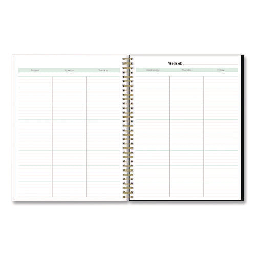 Dark Gray Gale Weekly/monthly Lesson Planner, 9 Classes, Tropical Artwork, Gray/mint Cover, 11 X 8.5 Sheets, 12-month Span
