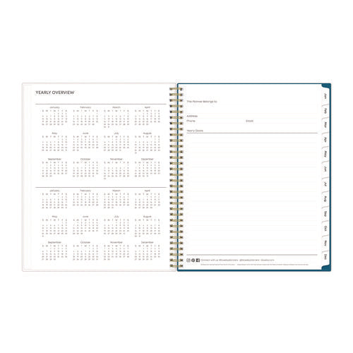 Bakah Blue Weekly/monthly Planner, Floral Artwork, 11 X 8.5, Blue/white Cover, 12-month (jan To Dec): 2026