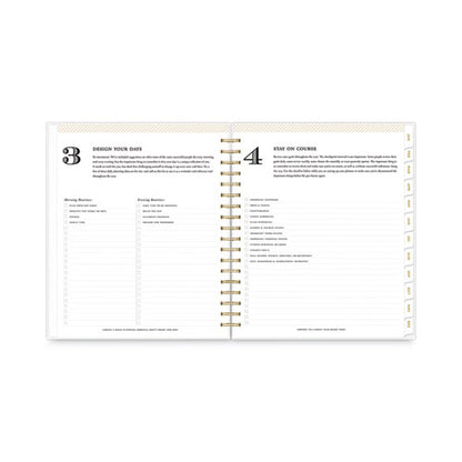 Day Designer Daily/monthly Frosted Planner, Rugby Stripe Artwork, 10 X 8, Black/white Cover, 12-month (july-june): 2025-2026