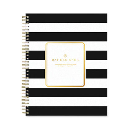 Day Designer Daily/monthly Frosted Planner, Rugby Stripe Artwork, 10 X 8, Black/white Cover, 12-month (july-june): 2025-2026