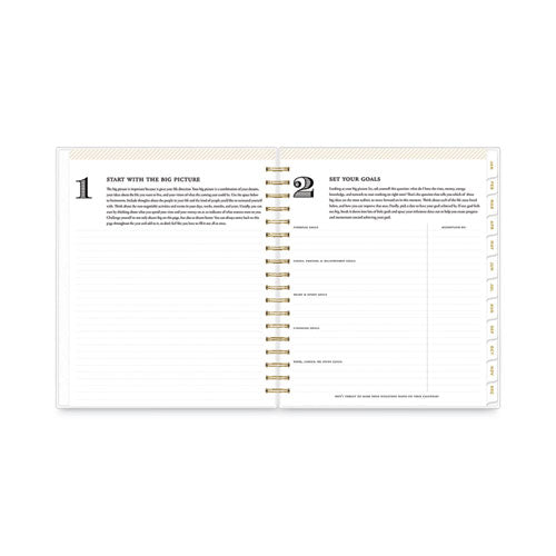 Day Designer Daily/monthly Frosted Planner, Rugby Stripe Artwork, 10 X 8, Black/white Cover, 12-month (july-june): 2025-2026