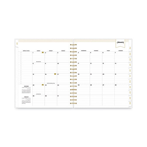 Day Designer Daily/monthly Frosted Planner, Rugby Stripe Artwork, 10 X 8, Black/white Cover, 12-month (july-june): 2025-2026