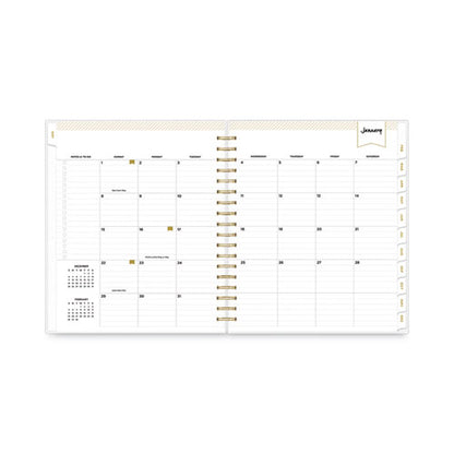 Day Designer Daily/monthly Frosted Planner, Rugby Stripe Artwork, 10 X 8, Black/white Cover, 12-month (july-june): 2025-2026