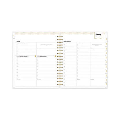 Day Designer Daily/monthly Frosted Planner, Rugby Stripe Artwork, 10 X 8, Black/white Cover, 12-month (july-june): 2025-2026