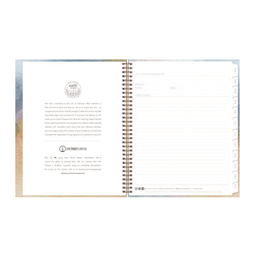 One Tree Planted Andreo Weekly/monthly Planner, Abstract Artwork, 11" X 8.5", Blue/sand/green Cover, 12-month (jan-dec): 2026