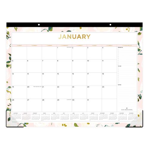Day Designer Coming Up Roses Monthly Desk Pad Calendar, Floral Artwork, 22 X 17, Cream/blush Sheets, 12-month (jan-dec): 2026