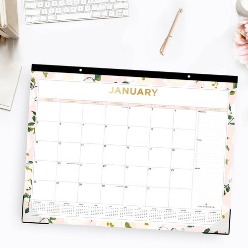 Day Designer Coming Up Roses Monthly Desk Pad Calendar, Floral Artwork, 22 X 17, Cream/blush Sheets, 12-month (jan-dec): 2026