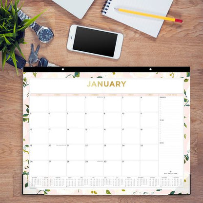 Day Designer Coming Up Roses Monthly Desk Pad Calendar, Floral Artwork, 22 X 17, Cream/blush Sheets, 12-month (jan-dec): 2026