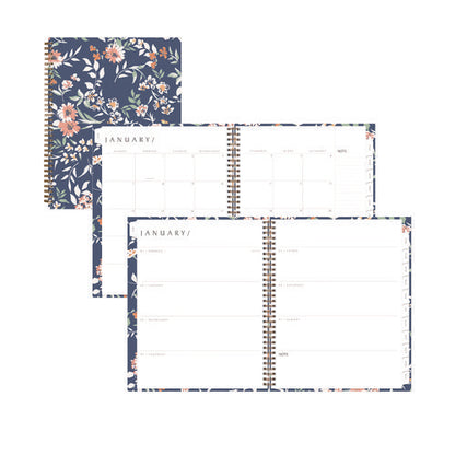 One Tree Planted Effie Weekly/monthly Planner, Floral Artwork, 11" X 8.5", Blue/peach/green Cover, 12-month (jan-dec): 2026