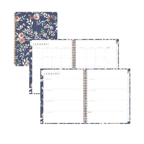 One Tree Planted Effie Weekly/monthly Planner, Floral Artwork, 11" X 8.5", Blue/peach/green Cover, 12-month (jan-dec): 2026