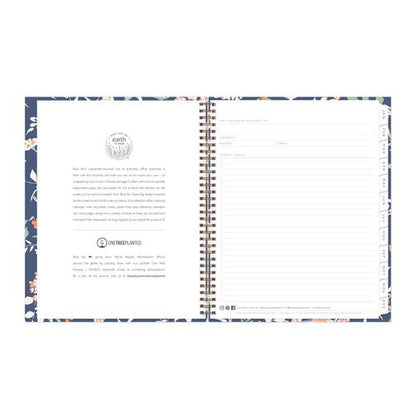 One Tree Planted Effie Weekly/monthly Planner, Floral Artwork, 11" X 8.5", Blue/peach/green Cover, 12-month (jan-dec): 2026