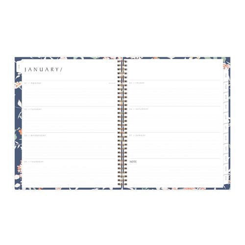 One Tree Planted Effie Weekly/monthly Planner, Floral Artwork, 11" X 8.5", Blue/peach/green Cover, 12-month (jan-dec): 2026