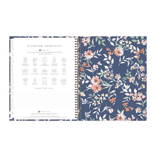 One Tree Planted Effie Weekly/monthly Planner, Floral Artwork, 11" X 8.5", Blue/peach/green Cover, 12-month (jan-dec): 2026