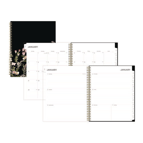 Nevaeh Weekly/monthly Planner, Floral Artwork, 11 X 8.5, Black/multicolor Cover, 12-month (jan To Dec): 2026