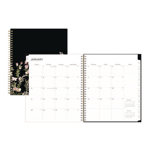 Nevaeh Monthly Planner, Floral Artwork, 10 X 8, Black/multicolor Cover, 12-month (jan To Dec): 2026