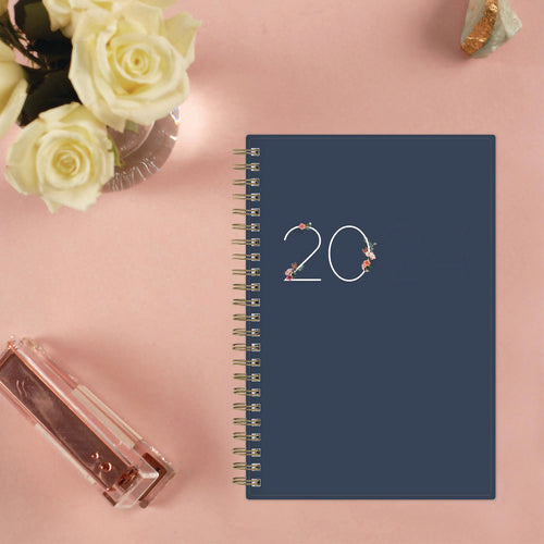 Ashlyn Weekly/monthly Planner, Floral Artwork, 8 X 5, Navy/multicolor Cover, 12-month (jan To Dec): 2026