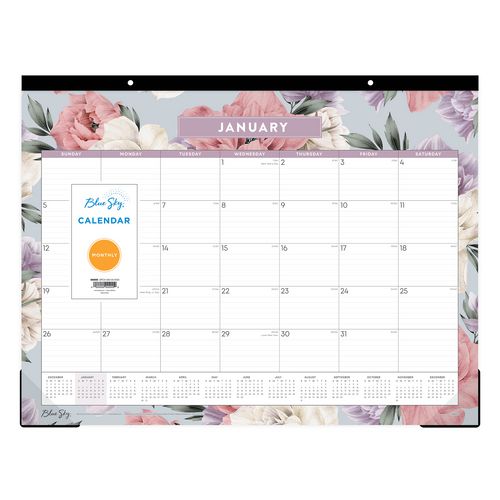 Tula Monthly Desk Pad Calendar, Floral Artwork, 22" X 17", White/purple/pink Sheets, Black Headband, 12-month (jan-dec): 2026