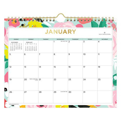 Day Designer Secret Garden Mint Monthly Wall Calendar, Floral Artwork, 11 X 8.75, Multicolor Sheets, 12-month (jan-dec): 2026