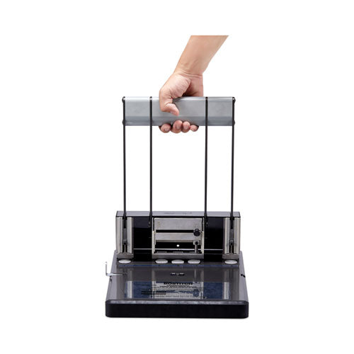 130-sheet Xtreme Duty Adjustable Two- To Three-hole Punch, 9/32" Holes, Black/silver