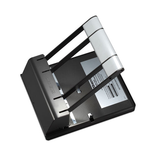 130-sheet Xtreme Duty Adjustable Two- To Three-hole Punch, 9/32" Holes, Black/silver