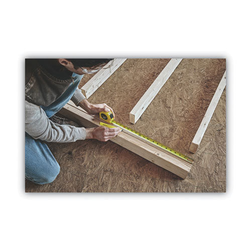 Power Return Rule Tape Measure, Plastic Case,  Polymer-coated Blade, 1" X 25 Ft, Yellow