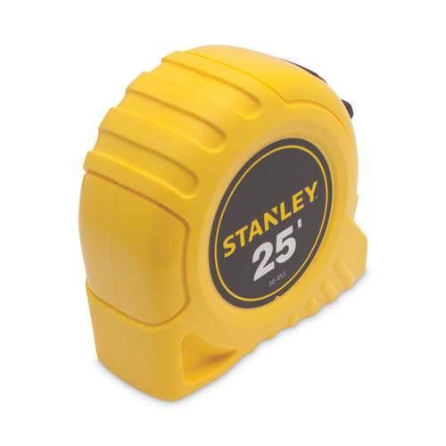 Power Return Rule Tape Measure, Plastic Case,  Polymer-coated Blade, 1" X 25 Ft, Yellow