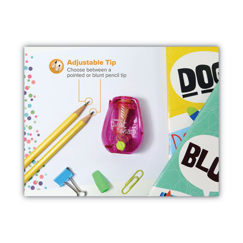 Twist-n-sharp Pencil Sharpener, One-hole, 3.5 X 1.25 X 5.5, Randomly Assorted Colors, 3/box