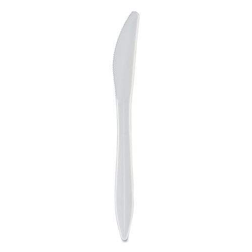 Mediumweight Polypropylene Cutlery, Knife, Plastic, White, 1,000/carton