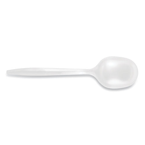 Mediumweight Polypropylene Cutlery, Soup Spoon, Plastic, White, 1,000/carton