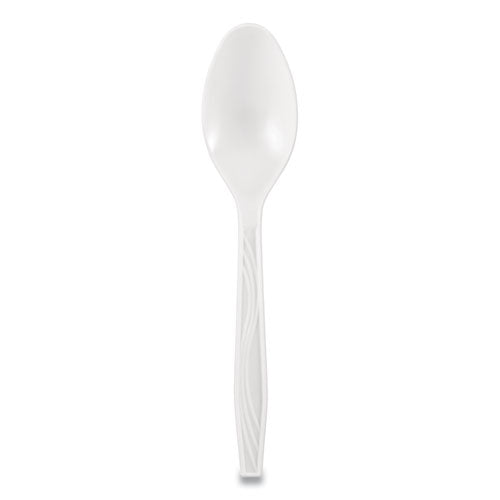 Elegant Dinnerware Heavyweight Cutlery, Spoon, Plastic, White, 500/box