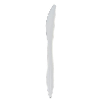 Individually Wrapped Mediumweight Cutlery, Knife, Plastic, White, 1,000/carton