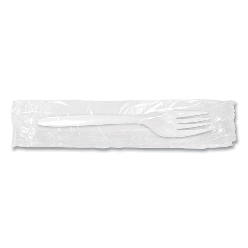 Individually Wrapped Mediumweight Cutlery, Fork, Plastic, White, 1,000/carton