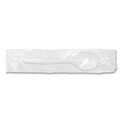 Individually Wrapped Mediumweight Cutlery, Soup Spoon, Plastic, White, 1,000/carton