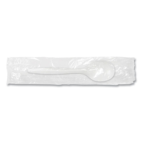 Individually Wrapped Mediumweight Cutlery, Soup Spoon, Plastic, White, 1,000/carton