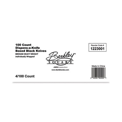 Dispens-a-knife, Individually Wrapped, Mediumweight Knife, Plastic, Black, 100/box