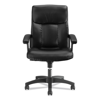 Hvl151 Executive High-back Leather Chair, Supports Up To 250 Lb, 17.75" To 21.5" Seat Height, Black