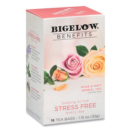 Benefits Rose And Mint Herbal Tea Bags, 0.6 Oz Tea Bag, 18/box