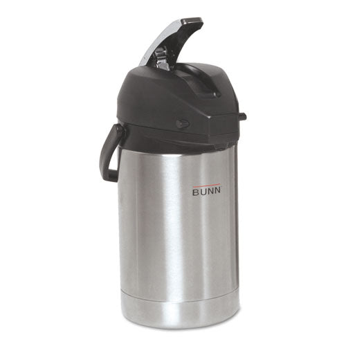 Lever Action Airpot, 84 Oz, Stainless Steel/black