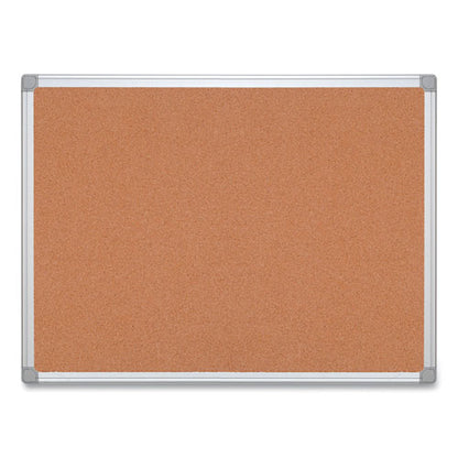 Earth Cork Board, 36" X 24", Tan Surface, Satin Aluminum Frame