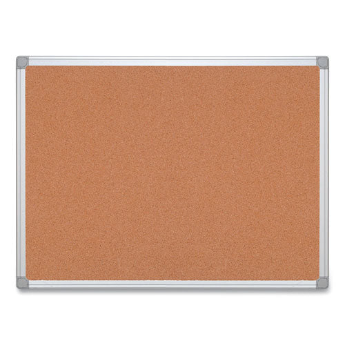 Earth Cork Board, 36" X 24", Tan Surface, Satin Aluminum Frame