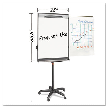 Tripod Extension Bar Magnetic Gold Ultra Dry Erase Easel, 30" X 36", White Surface, Black/satin Aluminum Frame