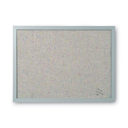 Designer Fabric Bulletin Board, 24" X 18", Gray Surface, Gray Fiberboard (mdf) Frame