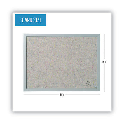 Designer Fabric Bulletin Board, 24" X 18", Gray Surface, Gray Fiberboard (mdf) Frame