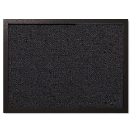 Designer Fabric Bulletin Board, 24" X 18", Black Surface, Black Fiberboard (mdf) Frame