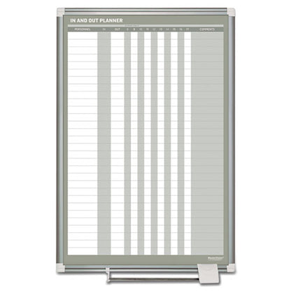 In-out Magnetic Dry Erase Board, 30-person Tracking, 24" X 36", White Surface, Satin Aluminum Frame